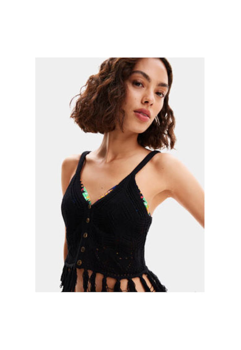 Top de plaja dama -  Negru - Bumbac