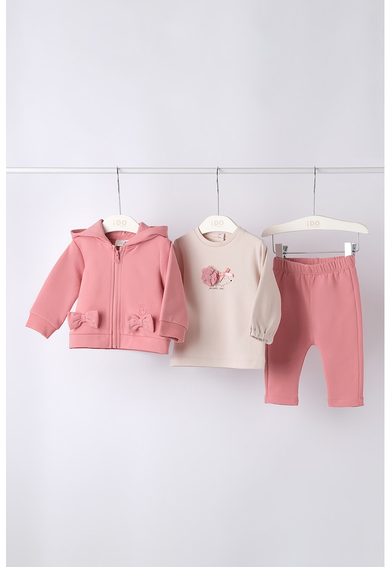 Set de hanorac cu fermoar - bluza si pantaloni - 3 piese