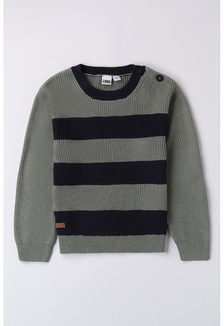 Pulover cu decolteu rotund si dungi Pulover cu decolteu rotund si dungi