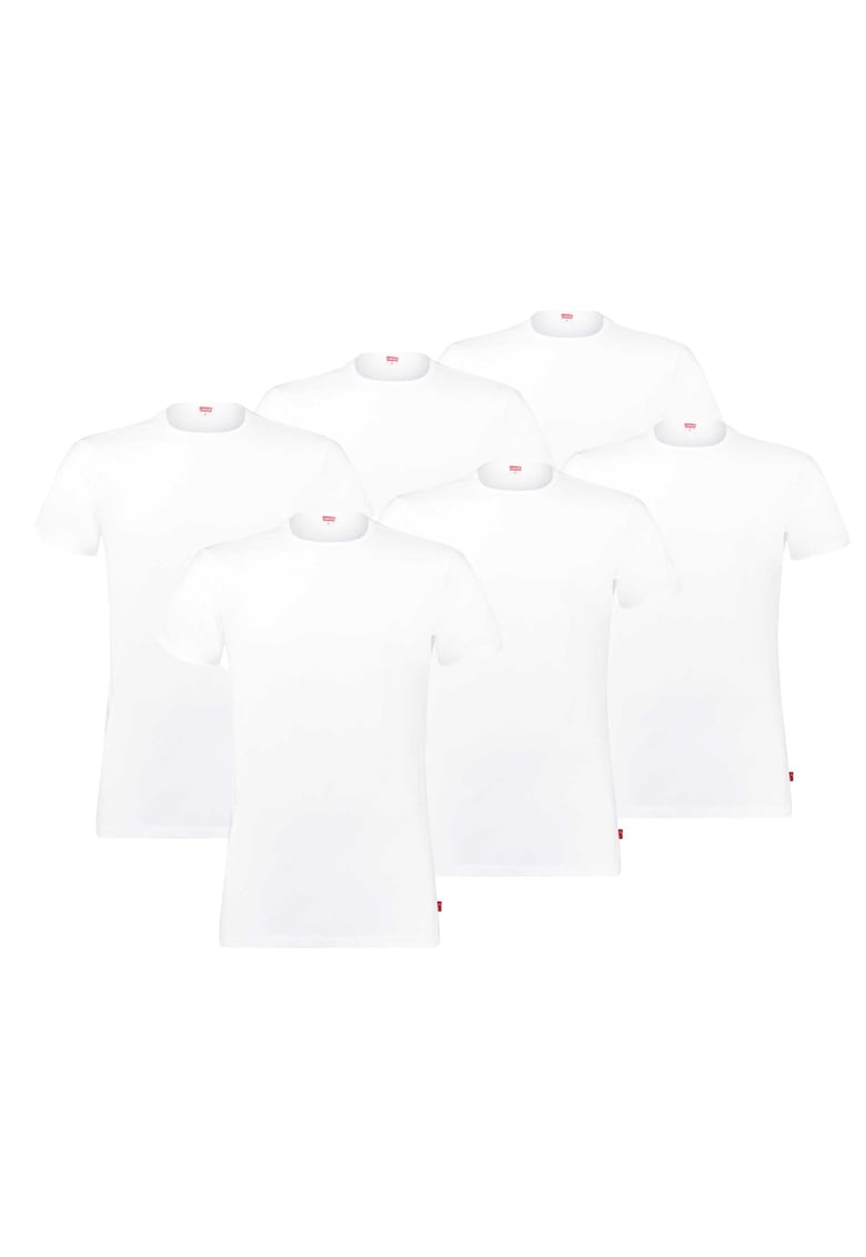 Set de tricouri cu decolteu la baza gatului 167925 - 6 piese - Alb