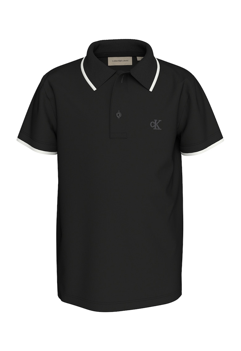 Tricou polo cu detaliu logo brodat