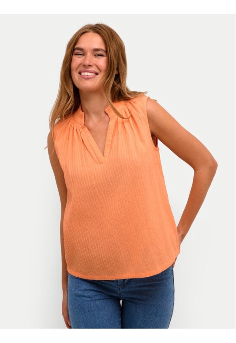 Tricou dama - 369391 - Portocaliu - Bumbac -