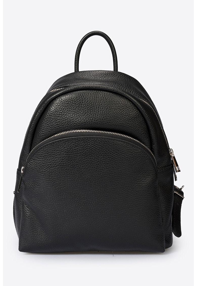 Rucsac de piele cu aspct granulat - Negru