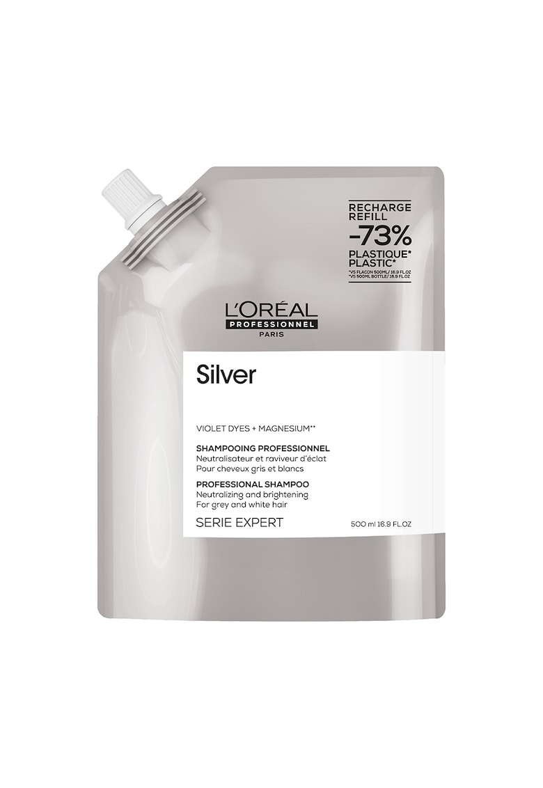 Sampon profesional - L’Oreal Professionnel Serie Expert Silver - pentru a neutraliza tonurile galbene nedorite - cu magneziu si agenti anti-ingalbenire - 300ml