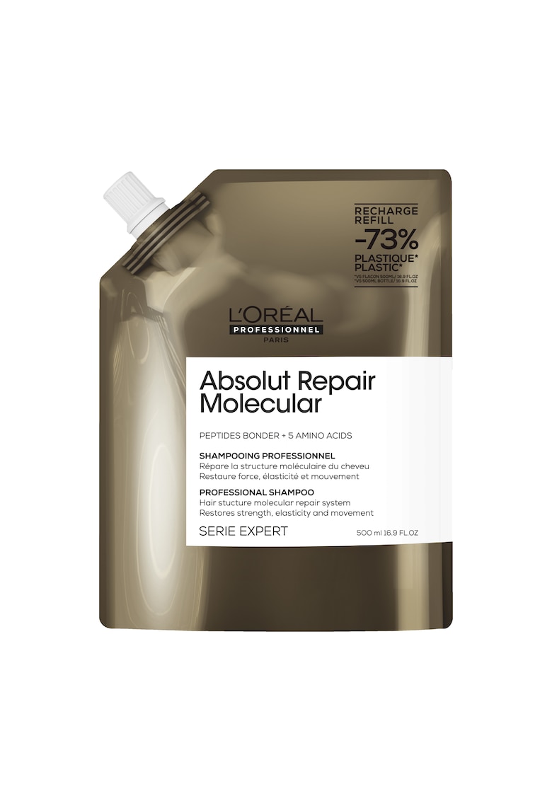 Sampon pentru par deteriorat L’Oreal Professionnel Serie Expert Absolut Repair Molecular - formulat cu legaturi peptidice si 5 aminoacizi - repara structura macromoleculara a parului - fara sulfati -.
