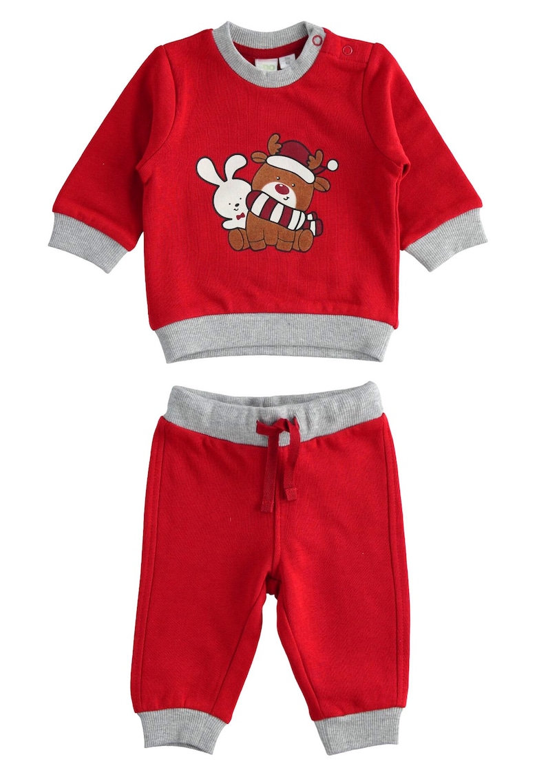 Compleu bluza si pantalon Craciun pentru bebe baiat - 4.5162 - Rosu