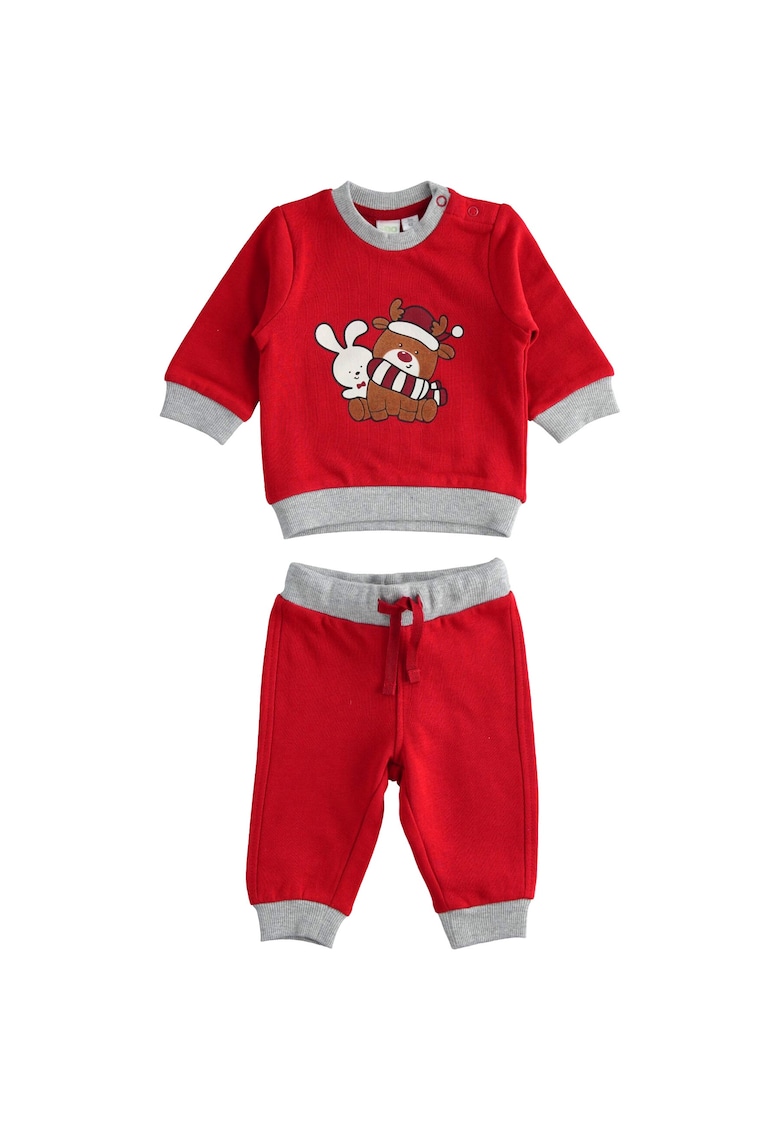 Compleu bluza si pantalon Craciun pentru bebe baiat - 4.5162 - Rosu