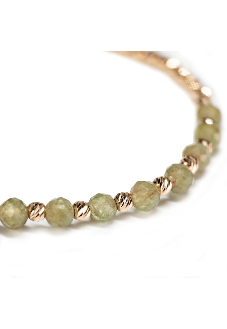 Bratara cu 55 de bile de Aur 14k si pietre semipretioase Peridot - Ajustabila