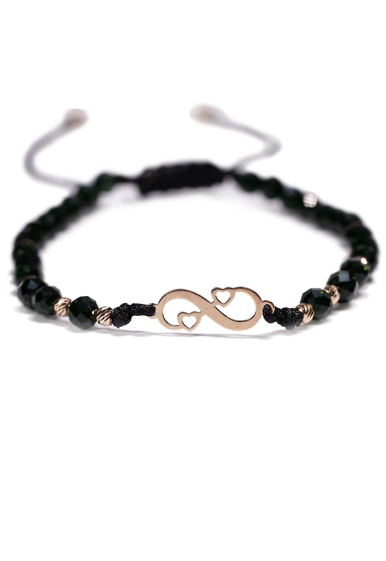 Bratara cu 10 bile de Aur 14k - Infinit din Aur 14k si pietre semipretioase Piatra Soarelui - Ajustabila