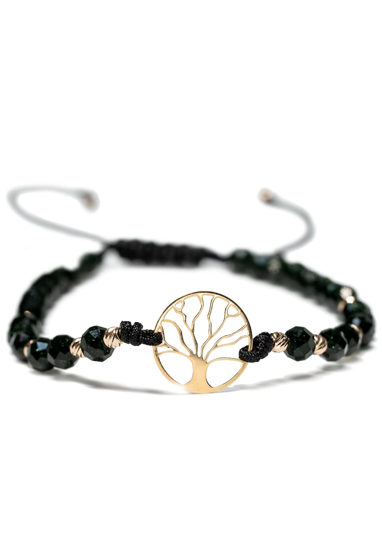 Bratara cu 10 bile de Aur 14k - Pomul Vietii din Aur 14k si pietre semipretioase Piatra Soarelui - Ajustabila