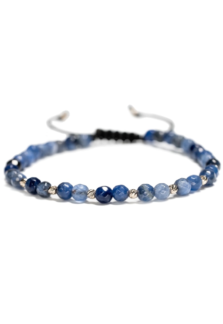 Bratara cu 10 bile de Aur 14k si pietre semipretioase Ajustabila - Albastru