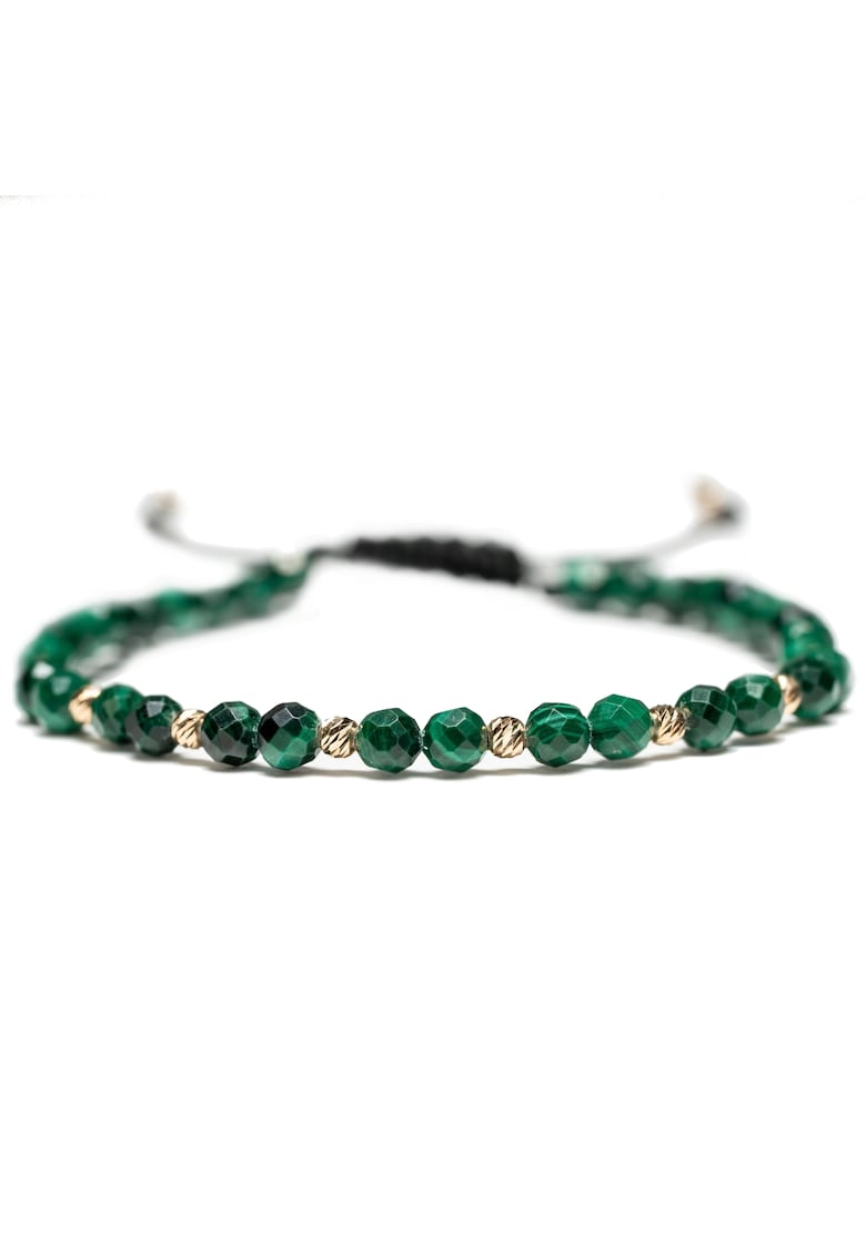 Bratara cu 10 bile de Aur 14k si pietre semipretioase Malachit