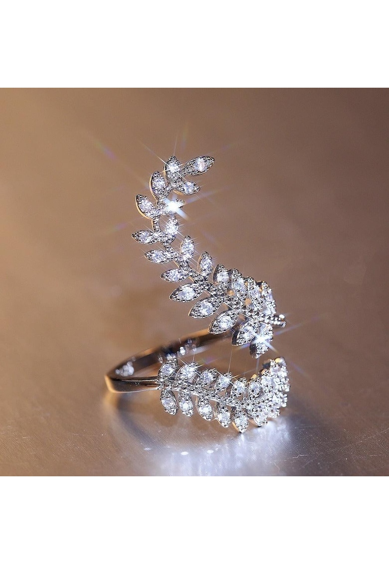 Inel argintiu - reglabil - cu pietre din zirconiu - Noelle C2 -