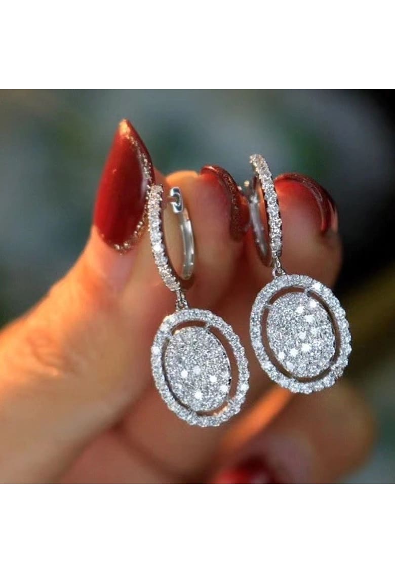 Cercei argintii - ovali - cu pietre din zirconiu - Eleonora C3 -