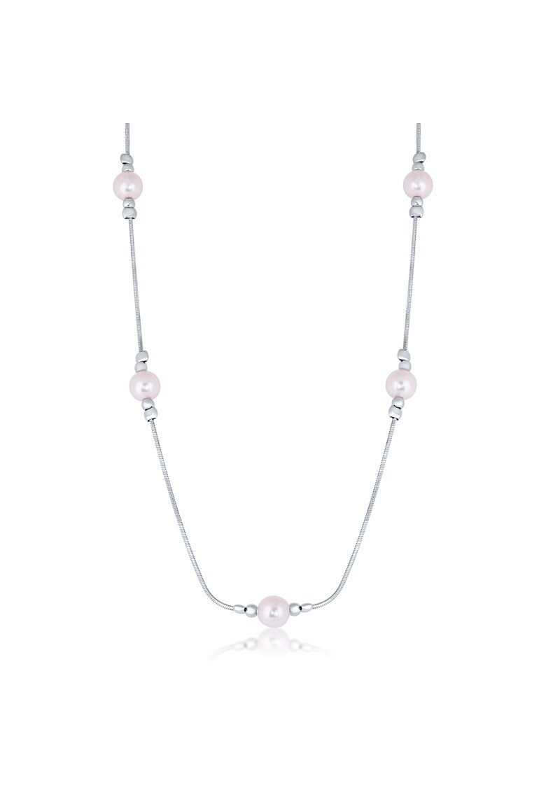 Colier cu Perle Roz din Argint 925 - Placat cu Rodiu - 5.13g