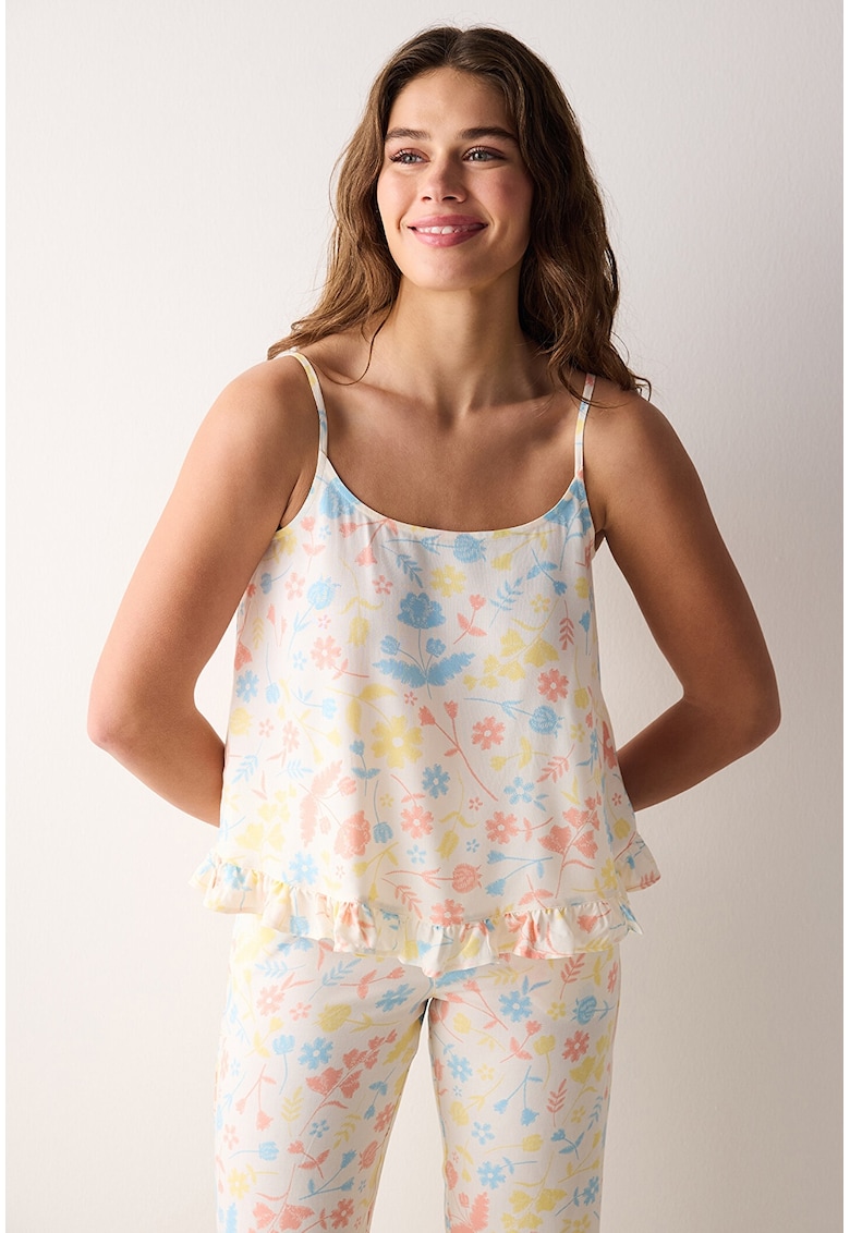 Pijama fara maneci - cu model floral