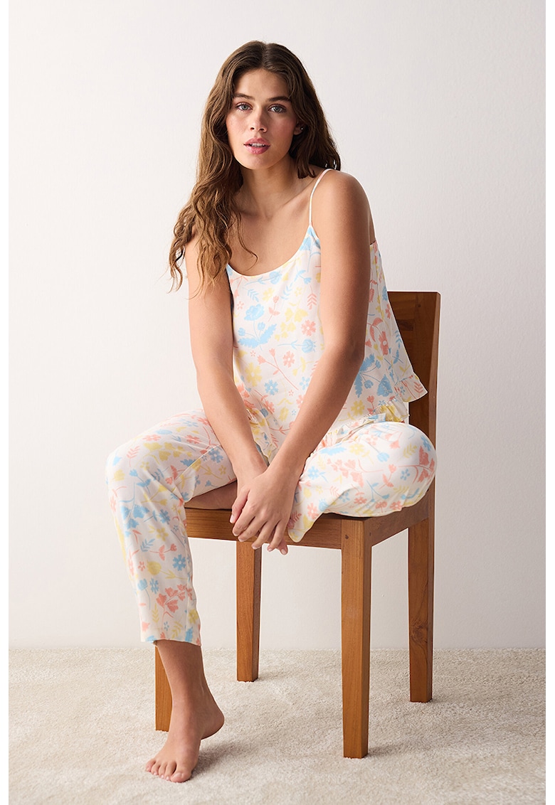 Pantaloni de pijama cu imprimeu floral