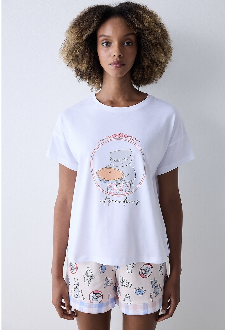 Bluza de pijama cu imprimeu grafic