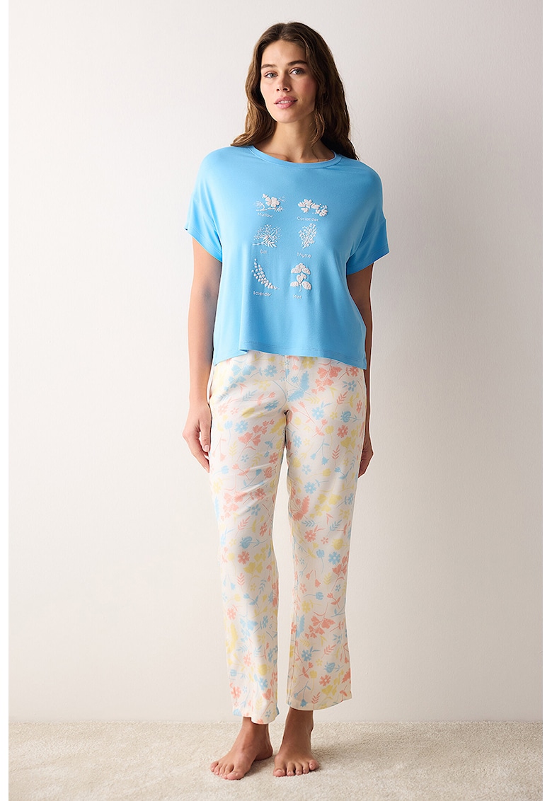 Bluza de pijama cu imprimeu floral