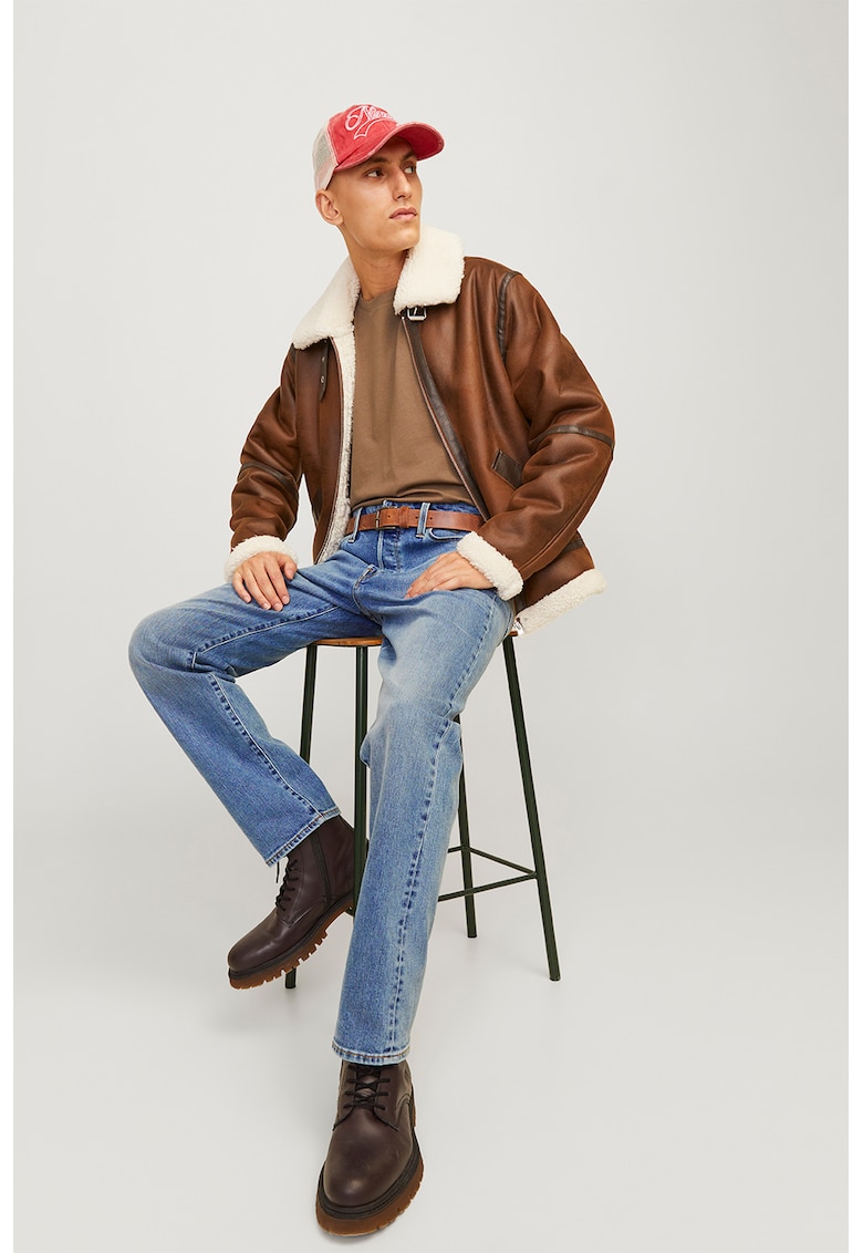 Blugi drepti cu talie inalta - Albastru