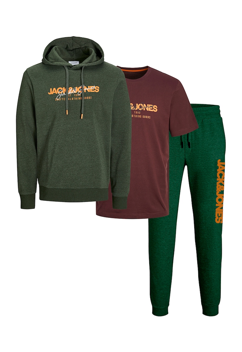Set de hanorac cu logo - pantaloni de trening si tricou - 3 piese