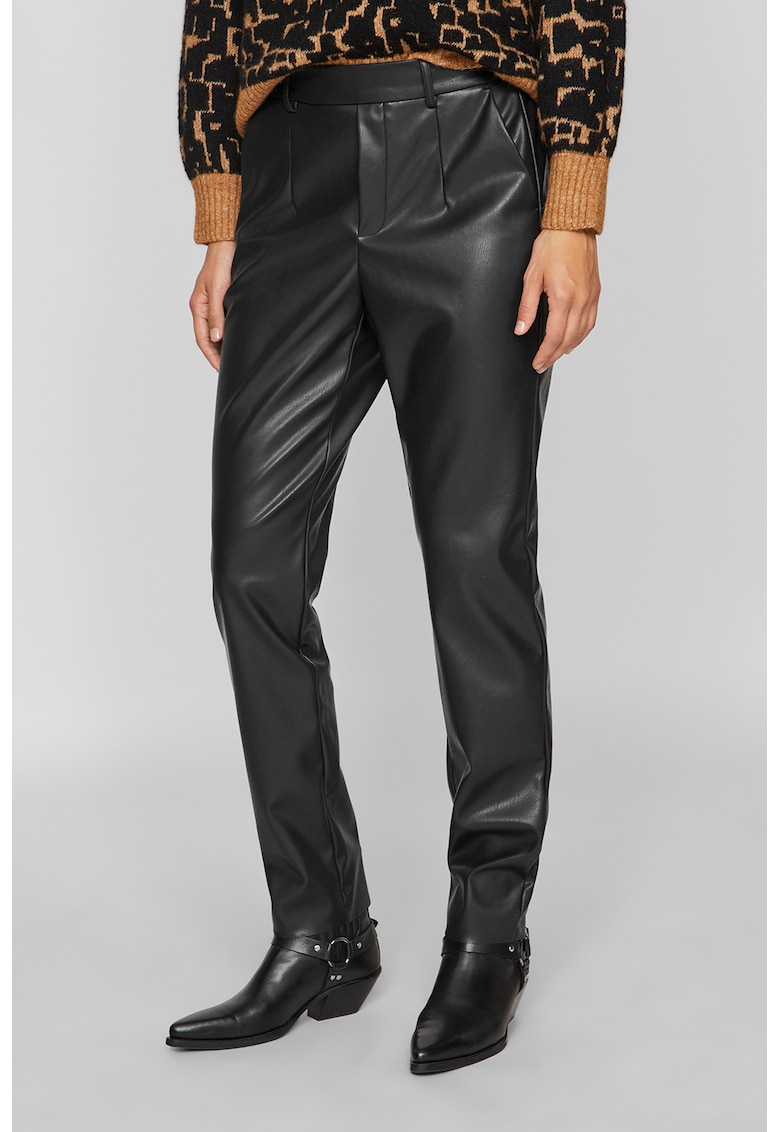 Pantaloni de piele ecologica cu talie inalta