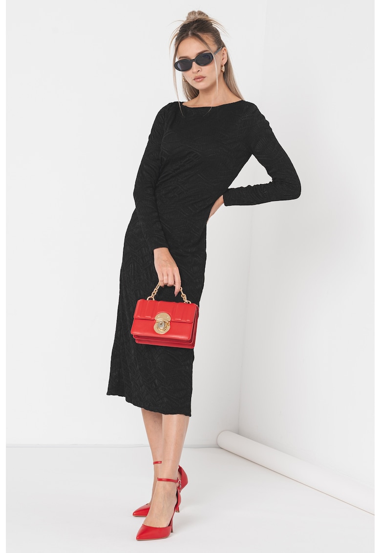 Rochie midi cu decolteu barcuta