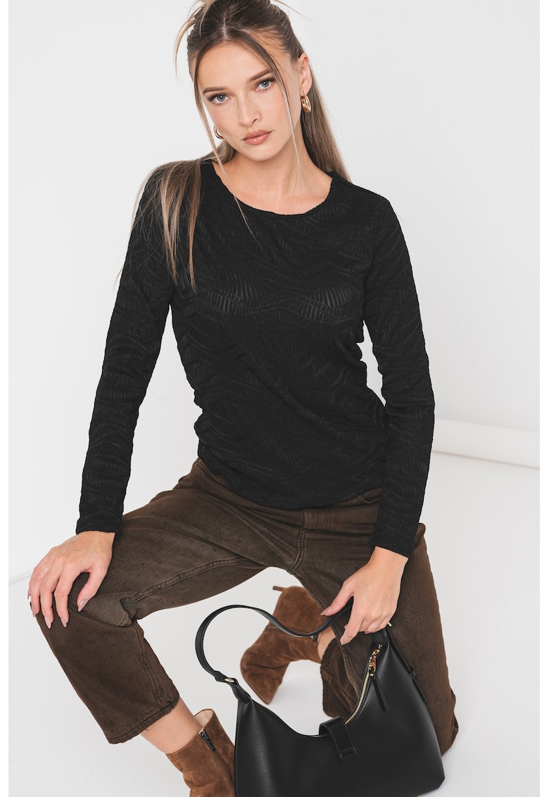 Bluza slim fit cu decolteu rotund