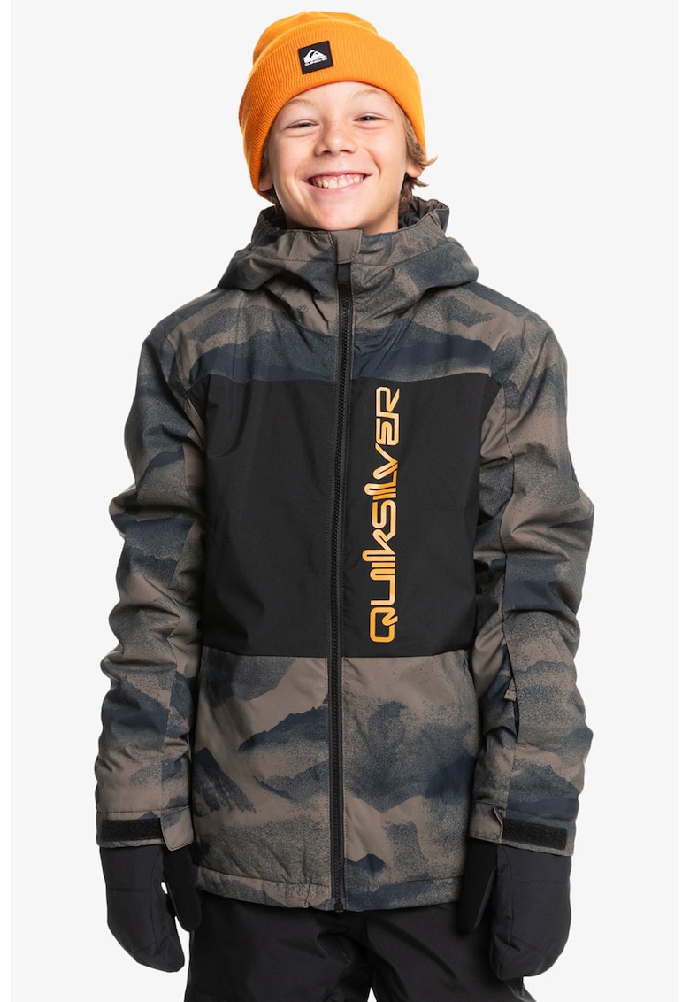 Jacheta pentru schi Side Hit Youth - Negru/Maro taupe/Galben sofran
