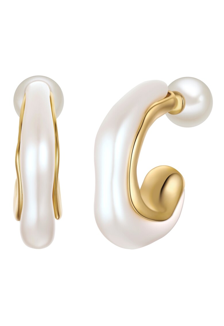 Cercei placati cu aur de 14K si perle sintetice - Auriu