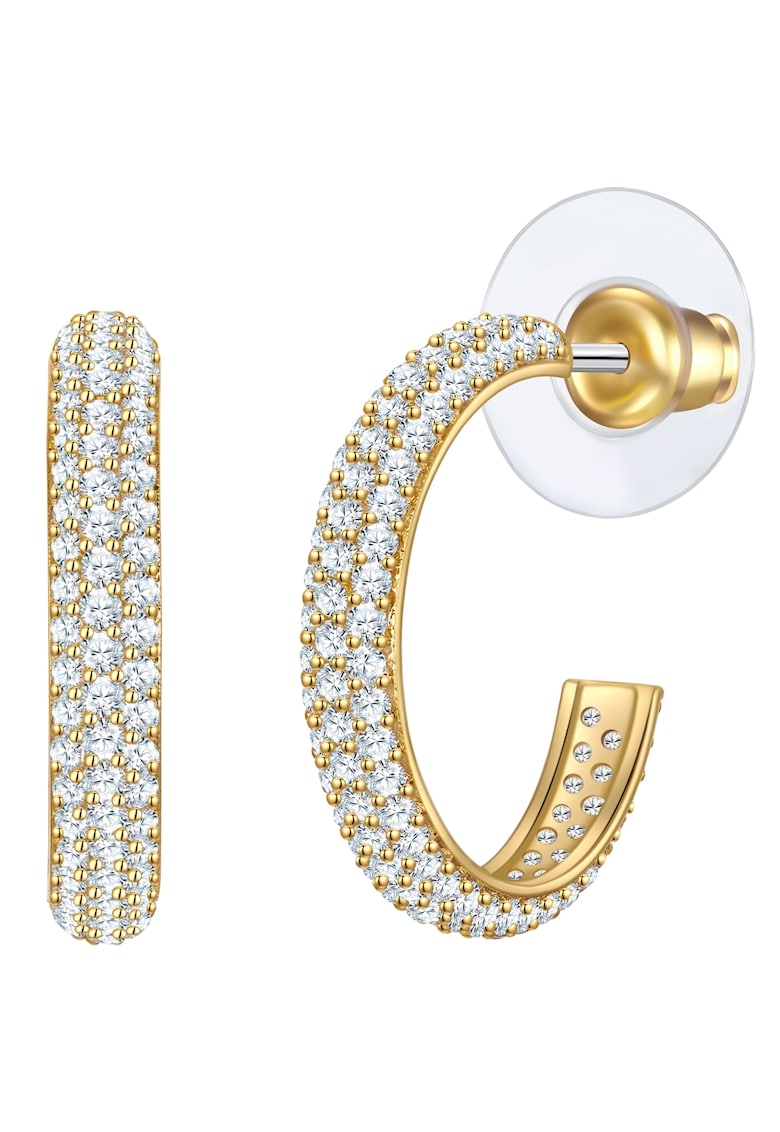 Cercei semirotunzi placati cu aur de 14K si tija