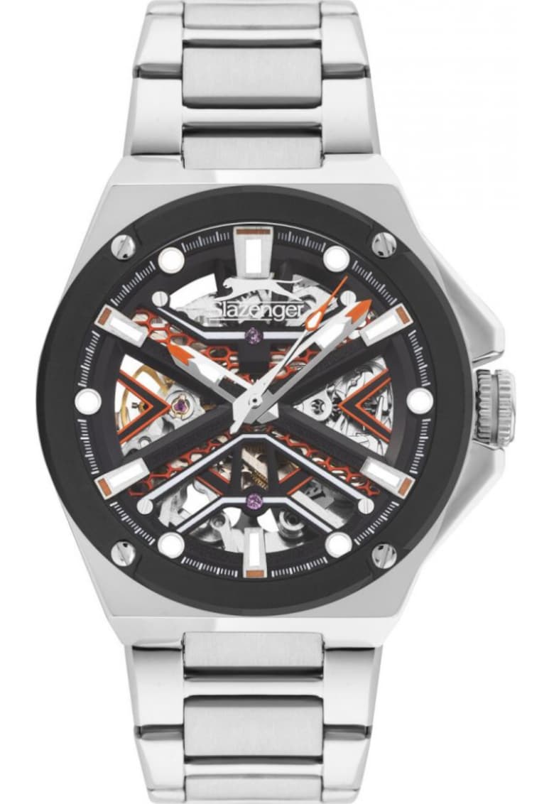 Ceas de lux pentru barbati SL.09.2264.1.02 - fashion schelet portocaliu