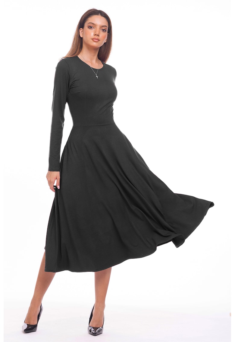 Rochie midi evazata cu buzunare