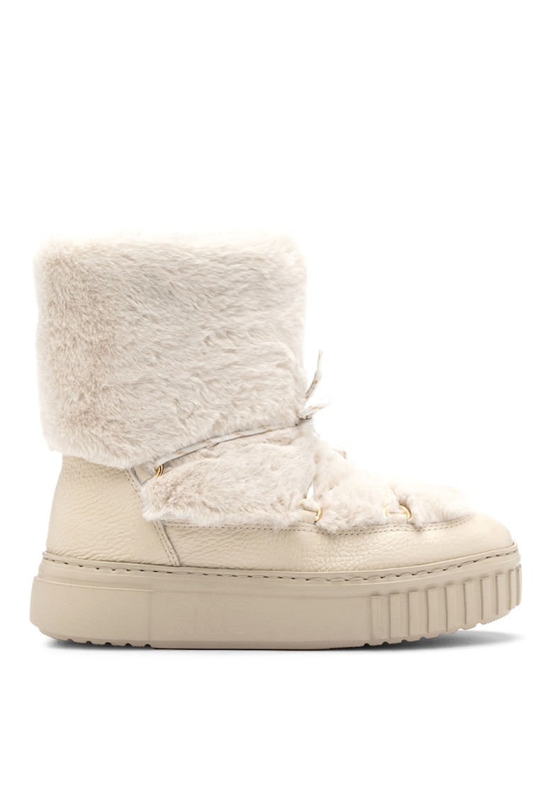 Ghete de piele cu blana sintetica - Bej/Crem