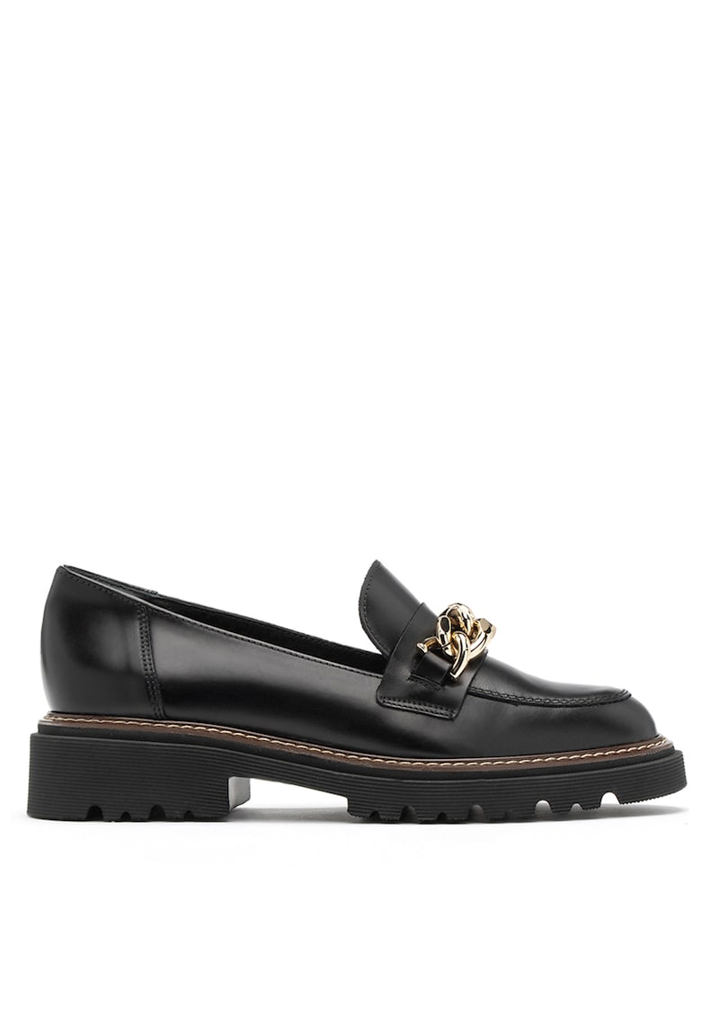 Pantofi loafer de piele intoarsa cu aplicatie lant