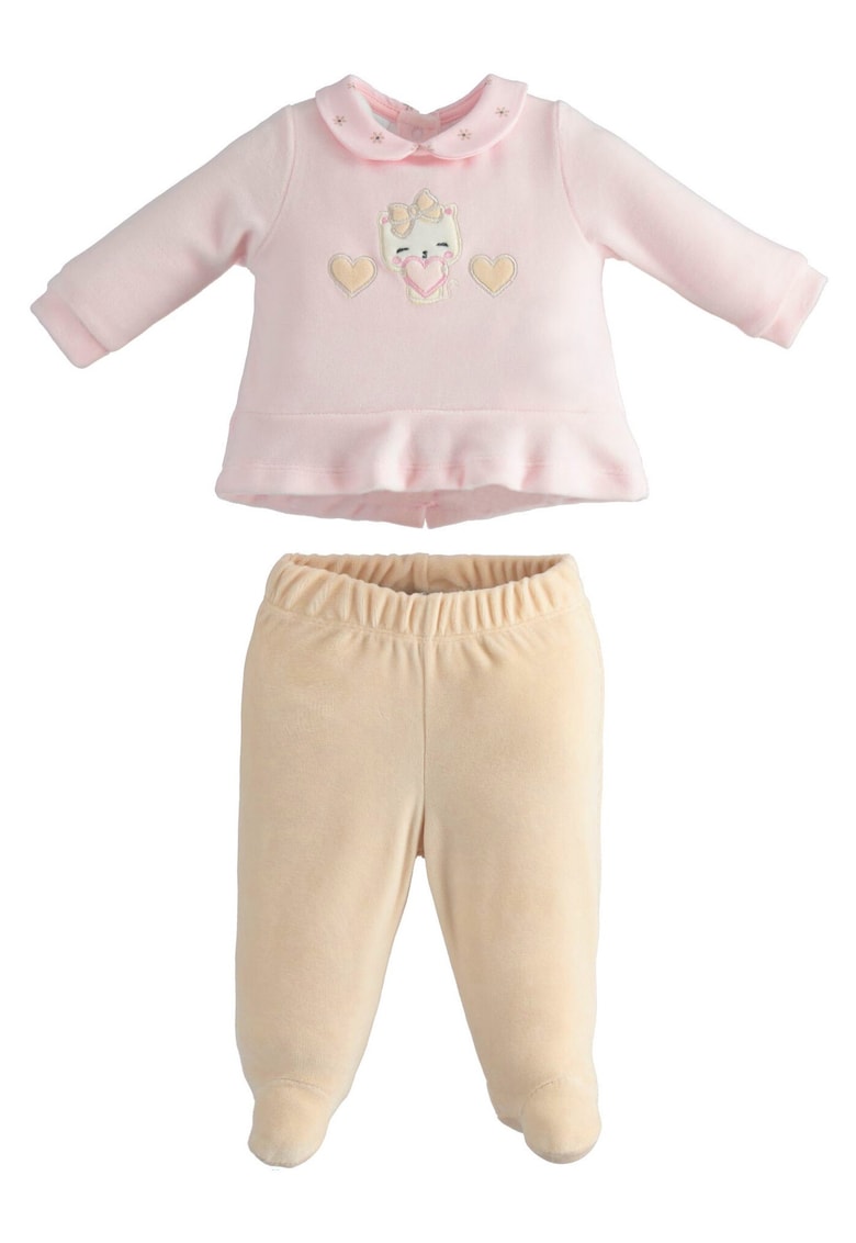 Compleu bluza si pantaloni pentru fetite - 4.5267 - Bej/Roz