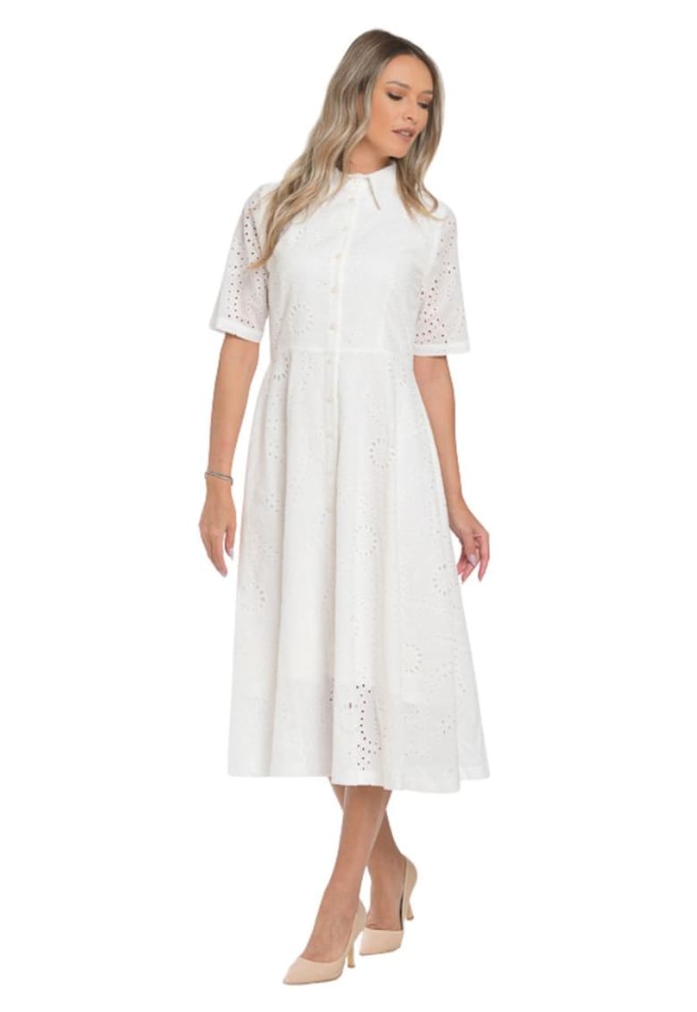 Rochie bumbac brodat midi Denisa