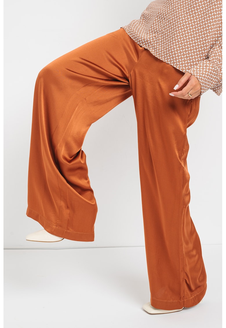 Pantaloni palazzo cu buzunare laterale