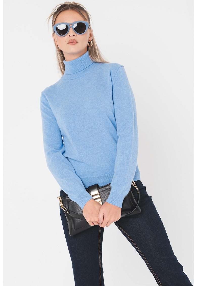 Pulover de lana virgina cu guler inalt