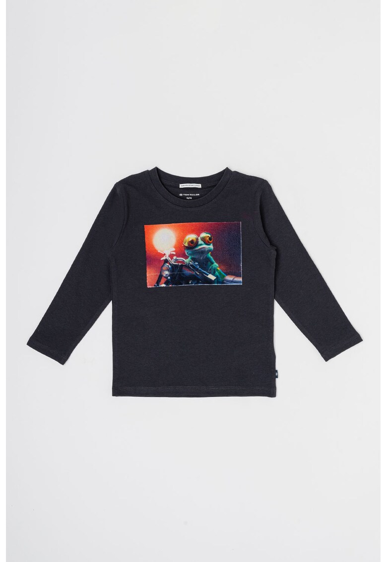 Bluza de bumbac cu imprimeu grafic - Verde/Portocaliu/Albastru ultramarin