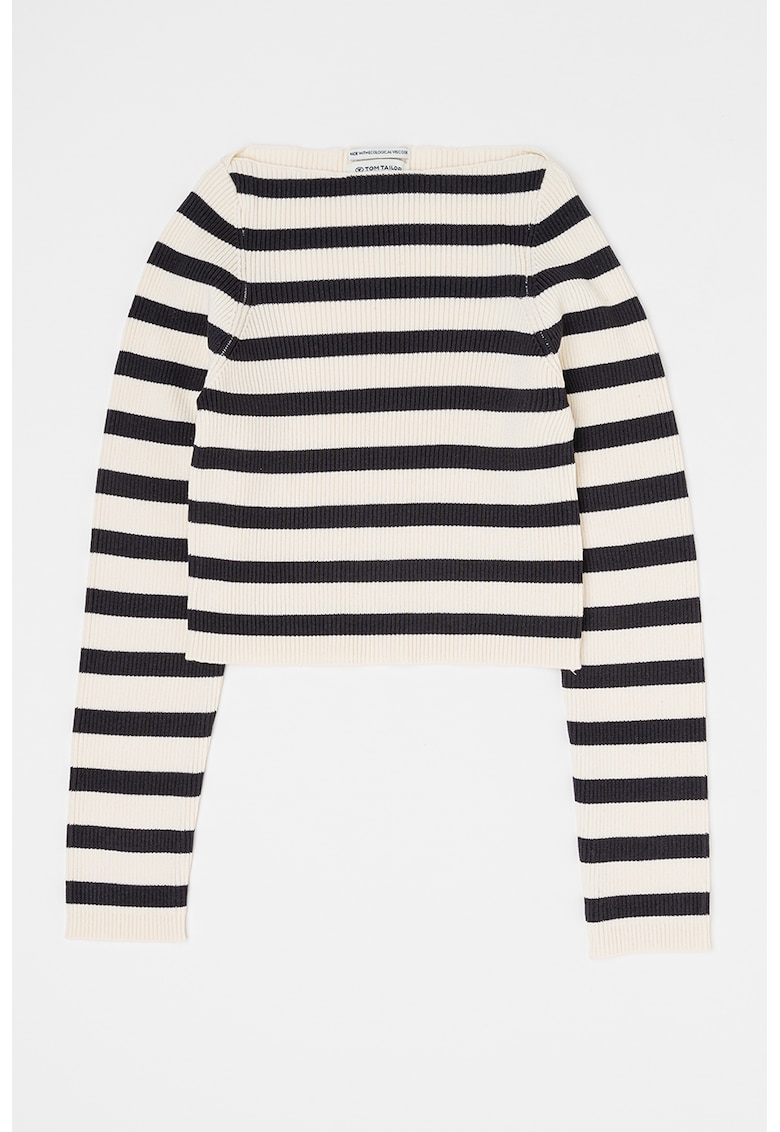 Pulover cu model in dungi si maneci lungi