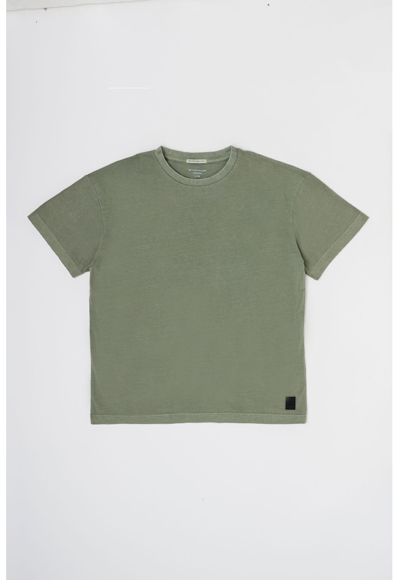 Tricou de bumbac cu decolteu la baza gatului