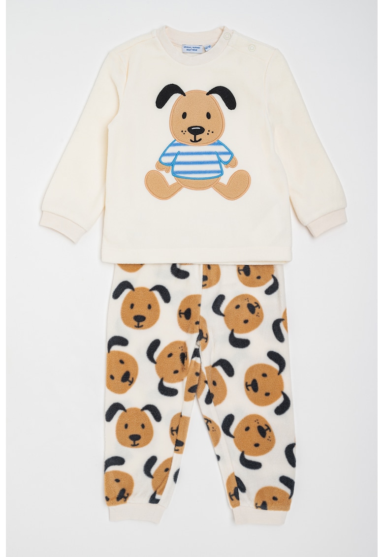 Pijama din fleece cu imprimeu animale