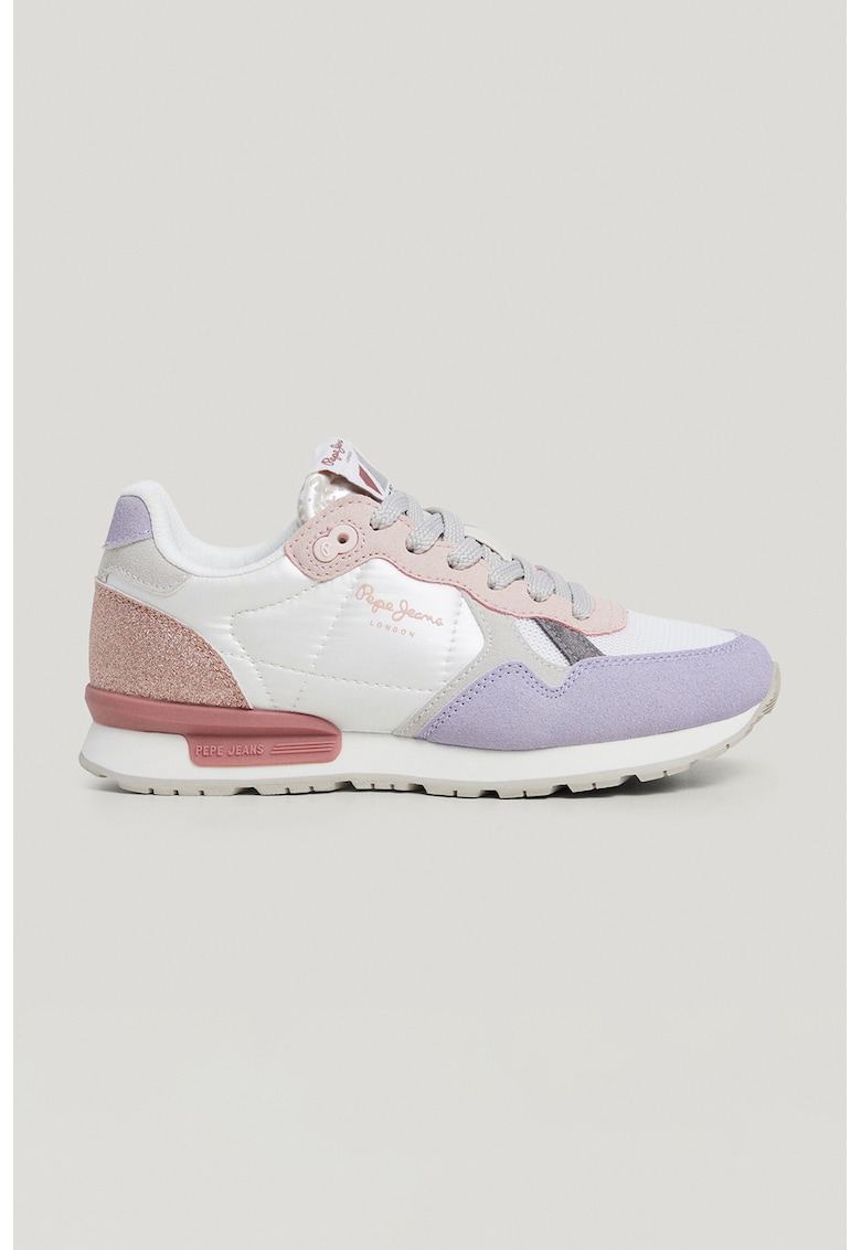 Pantofi sport cu insertii de piele intoarsa - Multicolor