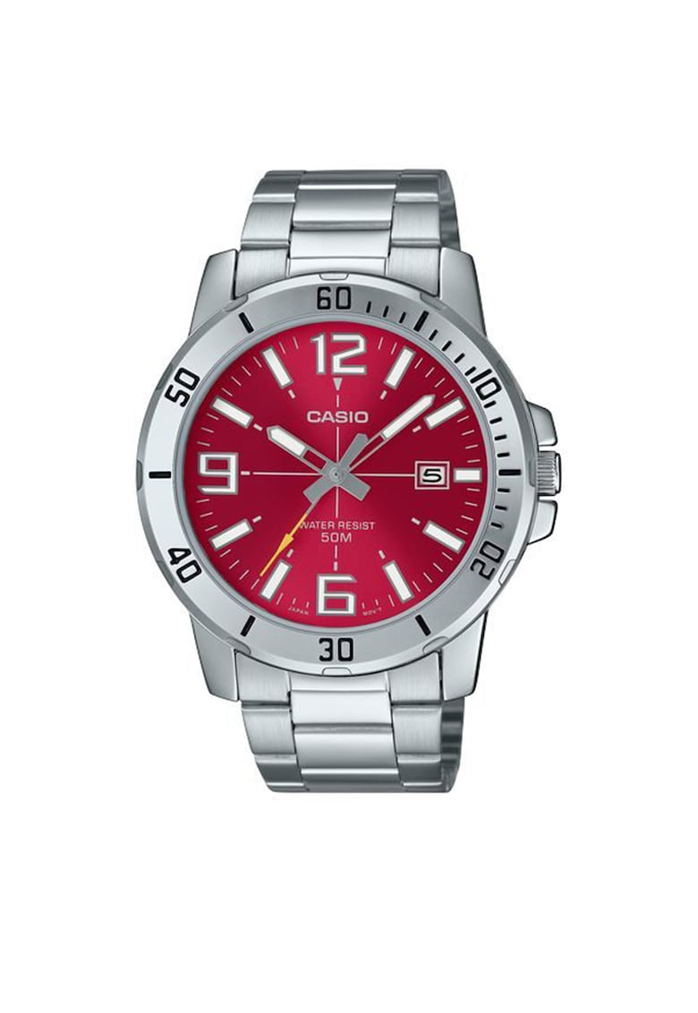 Ceas barbatesc analog - carcasa din aliaj metalic - cadran rosu - 45x10.3mm - 5 ATM