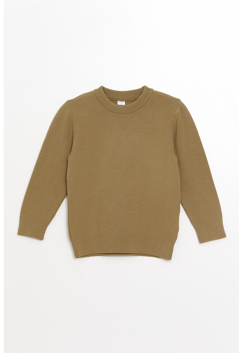 Pulover tricotat fin cu decolteu la baza gatului