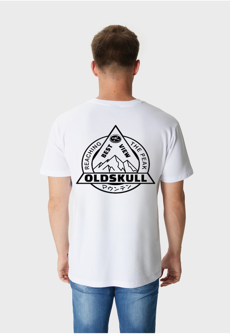 Tricou cu imprimeu logo si decolteu la baza gatului 173153