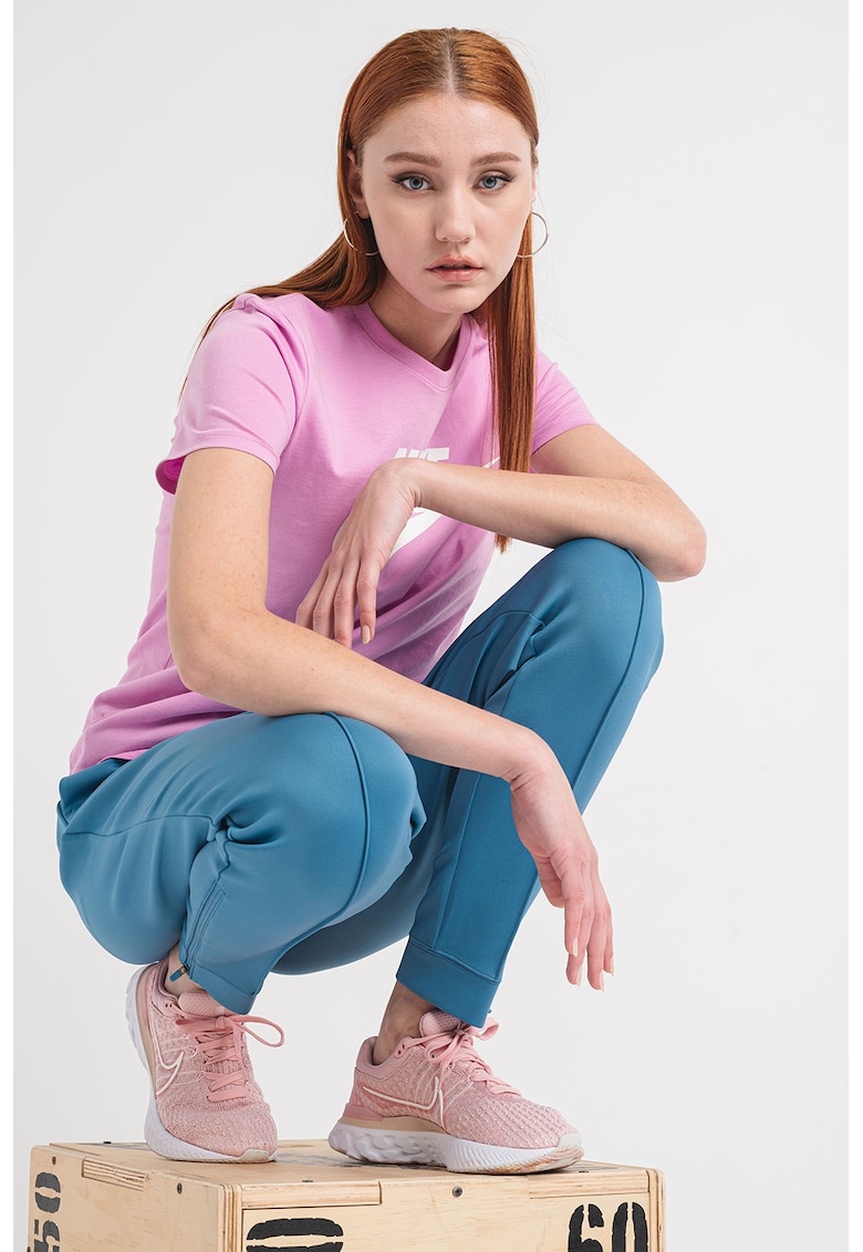Tricou cu imprimeu logo Essentials - Alb/Roz fandango