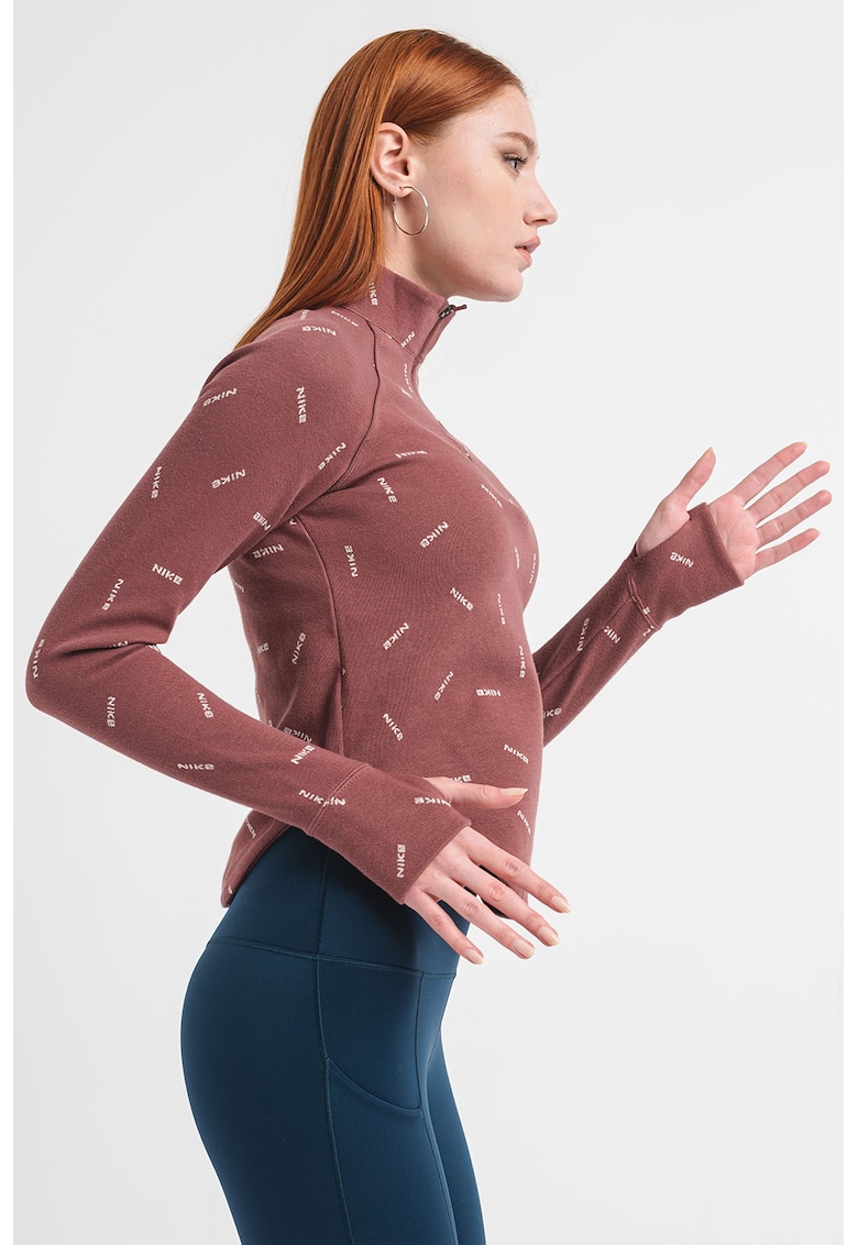 Bluza de trening cu fenta cu fermoar si maneci raglan