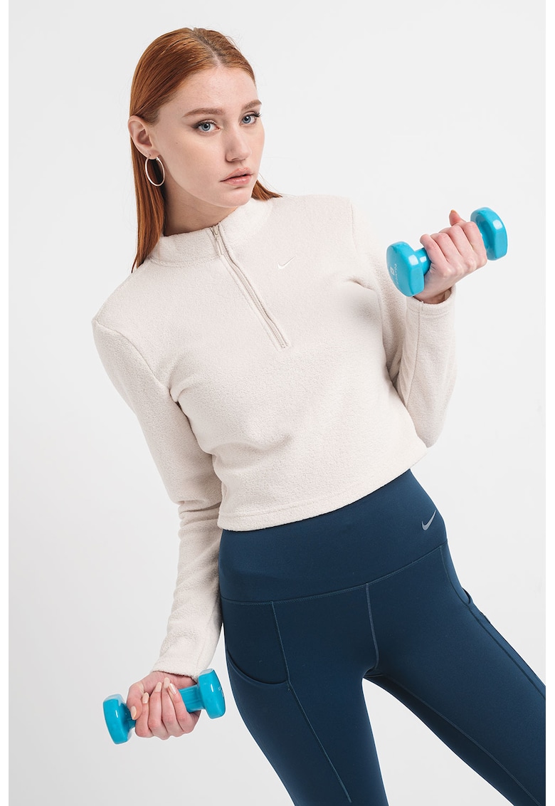 Bluza de trening crop cu fermoar scurt